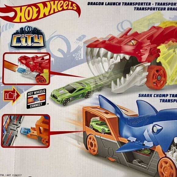 🔥 HOT WHEELS CITY 2 Battling Creatures Transporter Vehicle Set+10 Die Cast Cars - Picture 16 of 16
